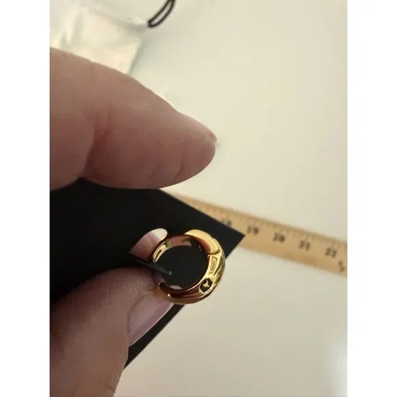 COACH  NEW gold toned huggie earrings with pouch - Picture 4 of 8